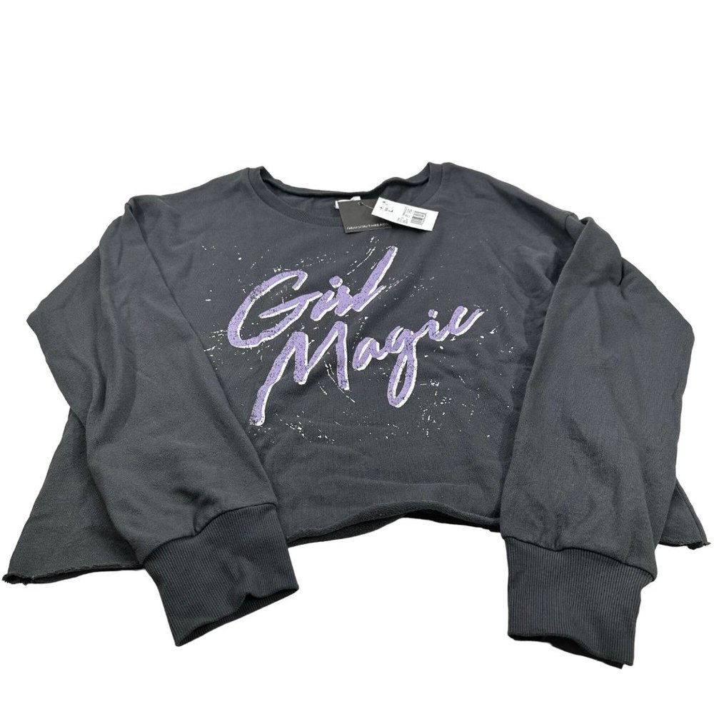 Grayson Threads Women's Size Large Girl Magic Cropped Sweatshirt Gray New